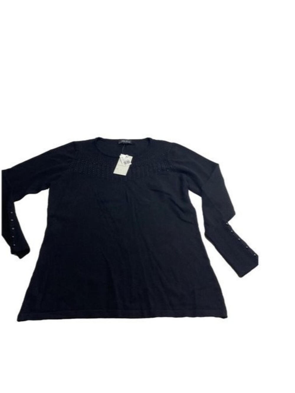 Anna Bella Womens Large Black Knit Sweater Top Long Sleeve Casual Chic Soft Fit